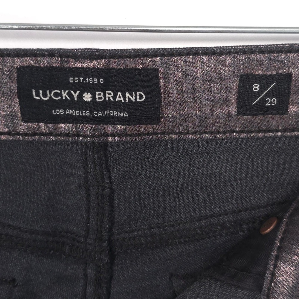 LUCKY BRAND Women's Jeans Ava Skinny Metallic 8‎ Gray Stretch Mid Rise - Picture 2 of 13